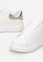 Biało-Złote Sznurowane Sneakersy na Platformie Kierra