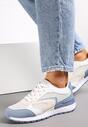 Biało-Niebieskie Brokatowe Sneakersy Sznurowane Meari