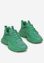 Zielone Sznurowane Sneakersy na Grubej Podeszwie ze Żłobieniami Cezde