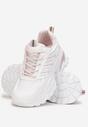 Biało-Różowe Sneakersy na Masywnej Podeszwie Zdobione Kolorowymi Wstawkami Farete