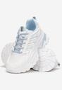 Biało-Niebieskie Sneakersy na Masywnej Podeszwie Zdobione Kolorowymi Wstawkami Farete