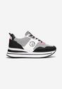 Czarne Sneakersy na Niskiej Platformie Zdobione Brokatem Efinas