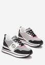 Czarne Sneakersy na Niskiej Platformie Zdobione Brokatem Efinas