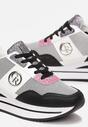 Czarne Sneakersy na Niskiej Platformie Zdobione Brokatem Efinas