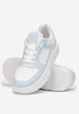 Biało-Niebieskie Sznurowane Sneakersy na Grubej Podeszwie Ketty