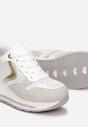 Biało-Złote Sznurowane Sneakersy na Podeszwie z Koturnem Isies