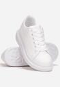 Białe Sneakersy na Grubej Podeszwie z Przeszyciami i Perforacją Amela
