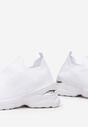 Białe Wsuwane Buty Sportowe ze Skarpetkową Cholewką na Ozdobnej Podeszwie Wylla