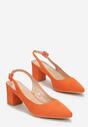 Pomarańczowe Eleganckie Sandały na Słupkowym Obcasie ze Sprzączką Wryn