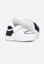 Biało-Granatowe Buty Sportowe Sneakersy ze Skórzaną Wkładką Zapinane na Rzep Lorvia