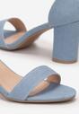 Niebieskie Sandały na Słupkowym Obcasie z Imitacji Zamszu Jamilla