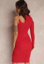 Czerwona Dzianinowa Sukienka z Wycięciami Emberleigh