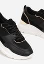 Czarne Sneakersy na Platformie z Tłoczoną i Metaliczną Wstawką z Tyłu Biorli