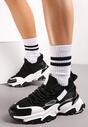 Czarne Sneakersy z Elastyczną Cholewką i Tłoczoną Podeszwą Linro