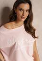 Różowy T-shirt z Nadrukiem Oversize Nashein