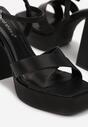 Czarne Sandały na Wysokim Słupku i Platformie z Otwartym Kwadratowym Noskiem Maiza