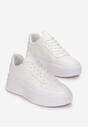 Białe Sznurowane Sneakersy na Grubej Podeszwie Salsabil