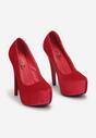 Czerwone Szpilki na Platformie z Migdałowym Noskiem Olytia