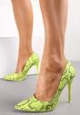 Zielone Neonowe Szpilki z Printem Skóry Węża Zalia