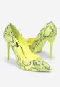 Zielone Neonowe Szpilki z Printem Skóry Węża Zalia