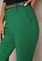 Zielone Garniturowe Spodnie z Dodatkowym Paskiem i Wsuwanymi Kieszeniami Cassanthea