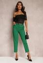 Zielone Garniturowe Spodnie z Dodatkowym Paskiem i Wsuwanymi Kieszeniami Cassanthea