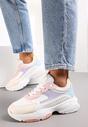 Sneakers Albi-Roz cu Talpă Groasă și Carâmb Înalt cu Perforatie Obethy