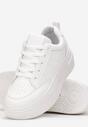 Białe Sneakersy Sznurowane na Platformie Kior