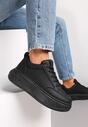 Sneakers Negri cu Platformă și Șiret Kior