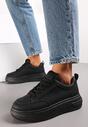 Sneakers Negri cu Platformă și Șiret Kior