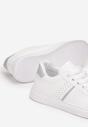 Biało-Srebrne Sneakersy z Cholewką przed Kostkę i Ozdobnymi Wstawkami Arephone