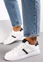 Biało-Czarne Sneakersy Sznurowane z Brokatem Celiyah