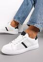 Biało-Czarne Sneakersy Sznurowane z Brokatem Celiyah