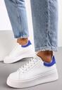 Biało-Niebieskie Sneakersy z Kolorowym Zapiętkiem na Platformie Sirendia