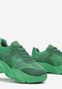 Zielone Sneakersy z Cholewką przed Kostkę z Przeszyciami na Grubej Podeszwie Bateny