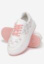 Biało-Różowe Sneakersy na Platformie z Nadrukiem w Kwiaty Chedora