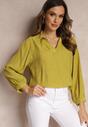 Bluză Verde-Deschis cu Guler și Talie Largă Yolalline