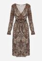 Rochie Midi Maro-Bej cu Imprimeu Paisley și Elastic în Talie Alynthe