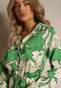 Rochie Cămașă Verde cu Curea de Legat Rume