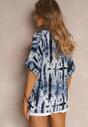 Granatowa Bluzka Oversize z Wiskozy Zdobiona Wzorem Tie-Dye Challine