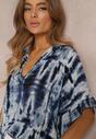 Granatowa Bluzka Oversize z Wiskozy Zdobiona Wzorem Tie-Dye Challine