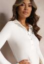 Biała Bluzka Zapinana na Zatrzaski z Kołnierzykiem Faelona