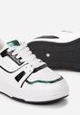 Biało-Czarne Sneakersy Zdobione Perforacją i Metalicznymi Wstawkami Nelyvza