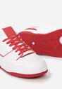 Biało-Czerwone Sneakersy na Płaskiej Podeszwie z Bieżnikiem Figedla
