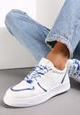 Biało-Niebieskie Sneakersy z Kolorowymi Sznurówkami i Metalicznymi Wstawkami Lania