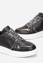 Czarne Sneakersy z Kolorowymi Sznurówkami i Metalicznymi Wstawkami Lania