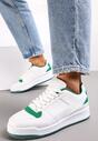 Biało-Zielone Sneakersy z Perforacją na Nosku i Wstawkami na Zapiętku Favisi
