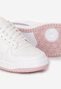 Biało-Różowe Sneakersy z Perforacją na Nosku i Wstawkami na Zapiętku Favisi