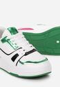 Biało-Zielone Sneakersy Zdobione Perforacją i Metalicznymi Wstawkami Nelyvza