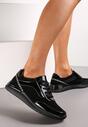 Czarne Sneakersy Sznurowane ze Skóry Naturalnej i Perforacją Gelania